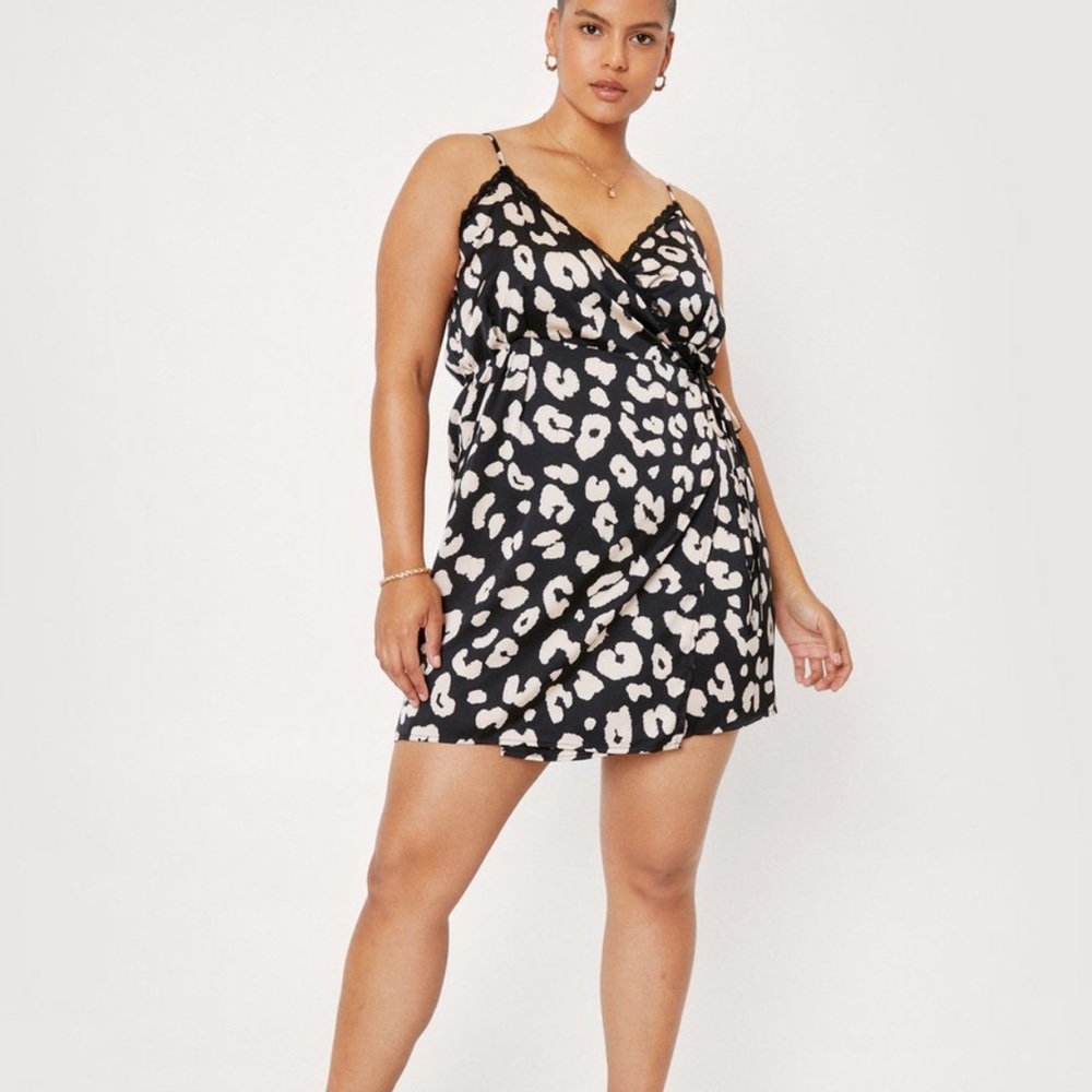 Nasty Gal Black and White Animal Print Mini Dress